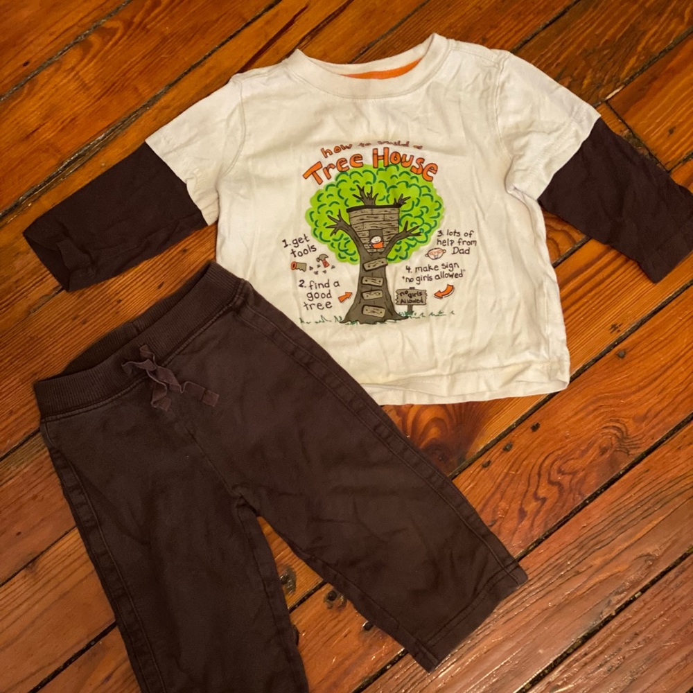 🧩3/$20 Jumping Beans Outfit long sleeve shirt & pants Size 12 Months